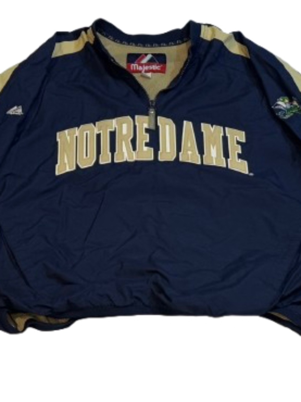 Majestic Notre Dame Fighting Irish Men's XL Pullover 1/4 Zip Jacket w Zip-Up Sid
